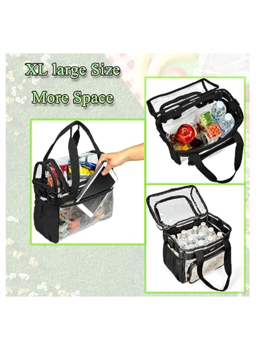Heavy Duty Clear Lunch Tote Stadium Bag Crossbody Travel Makeup Cosmetic Box